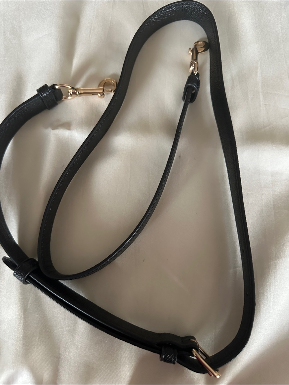 Coach Black Leather Adjustable Crossbody Strap with Gold Hardware